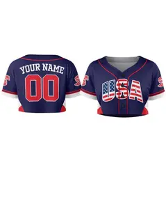 Personalized Jersey USA Croptop Baseball , Custom Name + Number Shirt