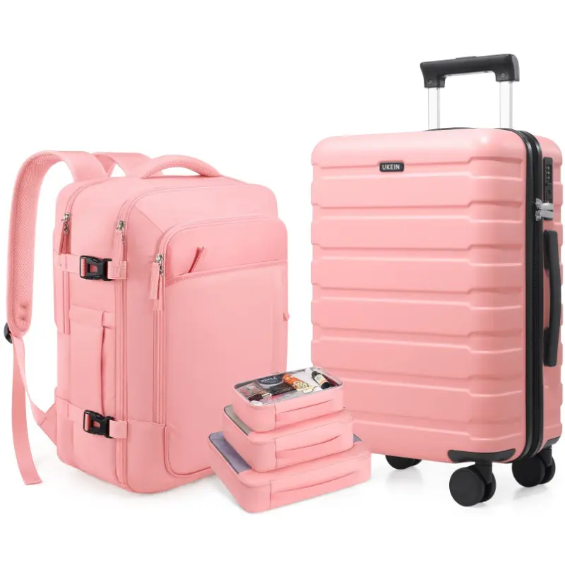UKEIN 20" Hardside 4-Wheel Spinner Luggage Set with Backpack - Compact Polycarbonate (PC), Ultralight, TSA-Friendly, Durable Carry-On Luggage Set for Outdoor Use, Luggage Sets, Carry-On Luggage Sets tiktokshopbacktoschool