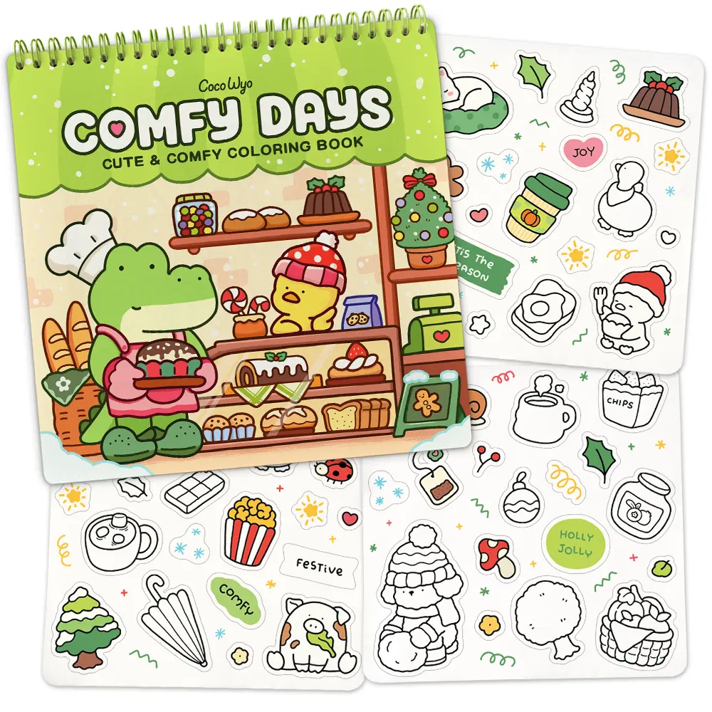 Coco Wyo Comfy Days Coloring Book (Spiral Bound) & Sticker Set