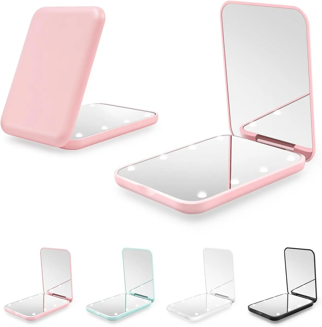 Portable LED Makeup Mirror with Light, 1X/3X Magnification Foldable Compact Vanity Mirror, Magnetic Lighted Travel Makeup Mirror for Purse, Dorm, Office & Travel Touch-Ups