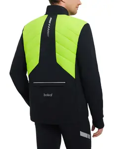 baleaf Men's Cycling Jacket Puffer Lightweight Coat Reflective Windproof Tops Warm Winter 5 Pockets Packable Running Hiking Coat