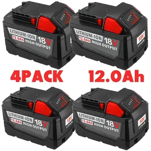 【For Milwaukee】M18 1&2&4Pack 12.0Ah 18V Replacement Battery for milwaukee Replacing batteries with electric tools M-18 Battery Pack Compatible with M-18 12.0Ah Lithium Battery 48-11-1890,48-11-1850, 48-11-1828, Cordless Tools milwaukee battery