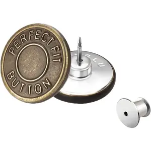 12 count 0.75 inch/20 mm Metal No-Sew Jeans Button Replacement for Loose Fit Jeans, Tighten Waistband, Replacement Clothing Buttons