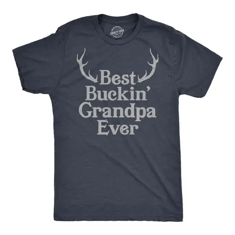 Mens Best Buckin Grandpa Ever T Shirt Funny Fathers Hunting Tee for Grandfather Mens Funny T Shirts Cool Vintage Fashion T-Shirt Gift Classic Menswear Dad Joke Shirts for Men Funny Hunting Short Sleeve Novelty Navy
