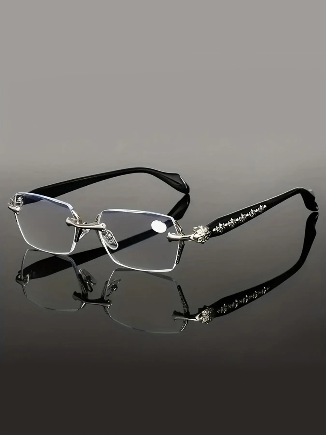 High-End Frameless Men's Glasses, Metal & Transparent Material, Flat Lenses, Elegant Daily Wear, Luxurious Social Occasions, Square Frame Glasses, Frameless Eyewear, Stylish Eyeglass, Square Eyeglasses