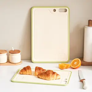 Large Double-Sided Chopping Board - 15.8"x10.6"x0.6" Kitchenware Chopping Block, BPA-Free, Non-Slip Silicone Edges for Stable Chopping, Stylish Green Design