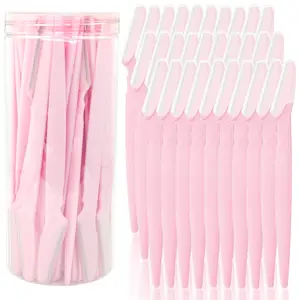 Pink Eyebrow Razor and Face Razor for Women and Men, Eyebrow Hair Trimmer and Shaver with Protective Cover, Stainless Steel, Safe and Newbie Friendly