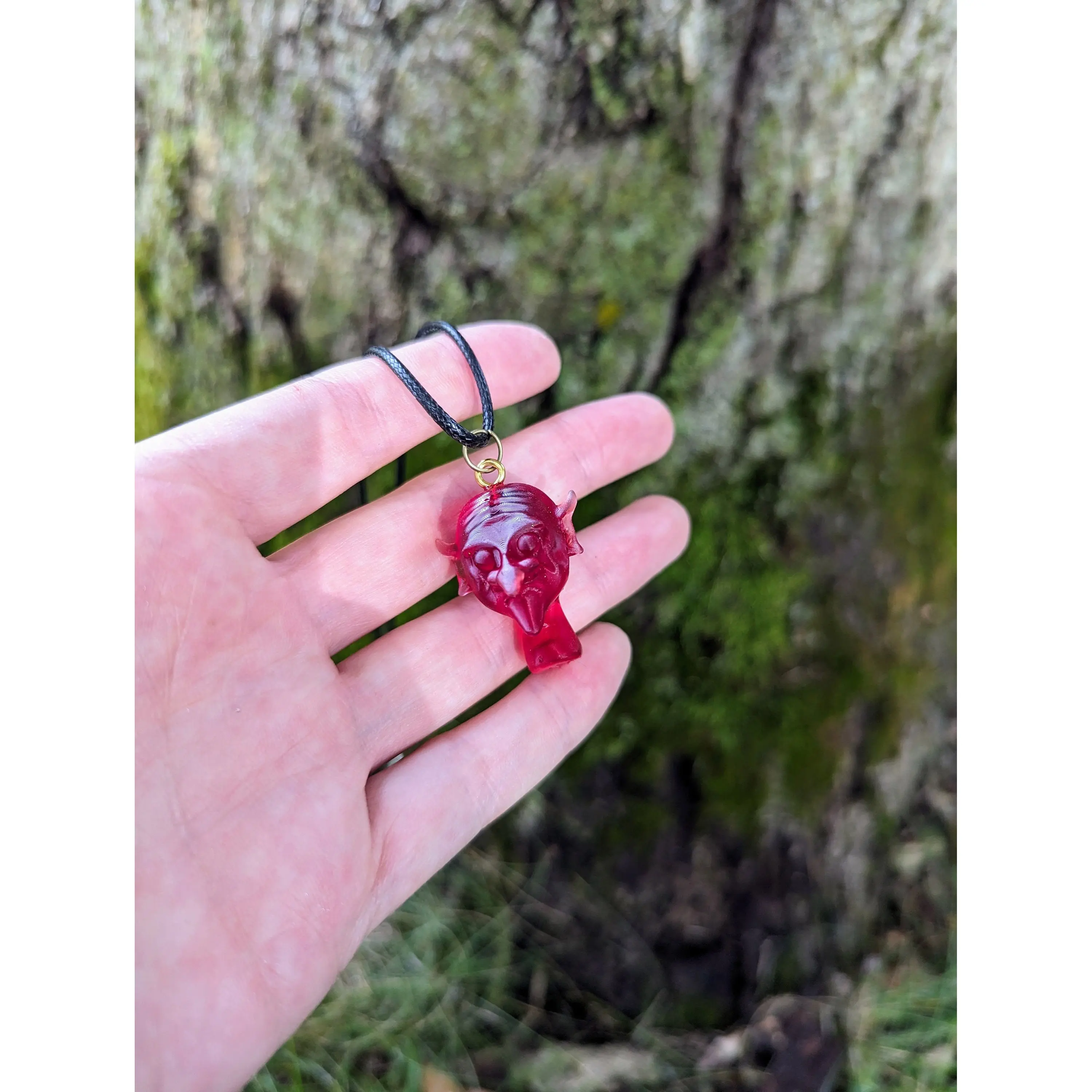 Goblin Head Necklace Red Goblin Necklace Goth Jewelry Halloween Jewelry Halloween Necklace Spooky Necklace for Her Boo Basket Gifts Autumn