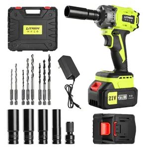Lithium Cordless Impact Wrench 400Ft-lbs 550N.m 1/2" Brushless 21V 2x4.0Ah Batteries Variable Speeds for Car Pickup Truck Mower High Torque Power Driver