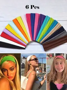 6pcs Random Colors Sports Headbands Yoga Fitness Sweatband Non-Slip Absorbing Hair Band Tennis Headscarf, Workout Headband, Hair Accessories, Hair Tools