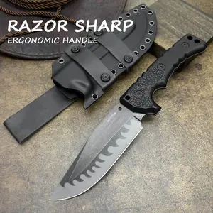 Stainless steel straight knife, fixed blade, outdoor hiking knife, portable knife, outdoor camping knife