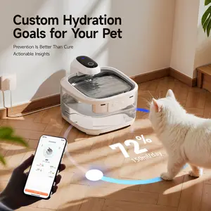 Cat Water Fountain Pet Fountains for Indoor with Stainless Steel Tray 3.2L 108oz Automatic Water Dispenser for Drinking 2.4G Wi-Fi Smart APP Monitoring System
