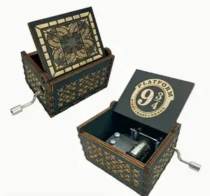 Wizarding Hand-Cranked Wooden Music Box