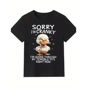 teen clothes merch shirts Funny 70s Retro T-Shirt for Adults - Vintage 70s Sarcastic Humor "Sorry I'm Cranky" Angry Duck & 70's Boomers Design - Soft Breathable Cotton Short Sleeve  Graphic Tees Oversized Tshirt