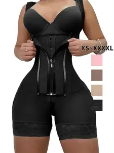 Colombian Faja Women's Shapewear Bodysuit with Zipper, High Waist Tummy Control Belt, Plain Casual S-Type, All Seasons Training Garment
