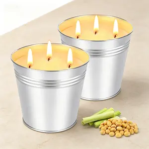 34oz Large Outdoor Citronella Candles - 200 Hours Burning Time, 3-Wick Soy Wax Candle for Patio - Summer Camping Party Yard Balcony Bulk 2-Pack - Long Lasting Mosquito Repellent for Garden