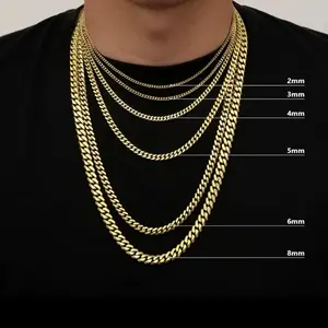 14Kt Gold Plated Cuban Link Stainless Steel Chain 18" to 30" Lengths 2mm to 10mm Widths Tarnish Resistant Rust Resistant Unisex Design Perfect for Layering or Wearing Solo