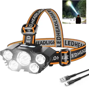 【SummerVibes】2-Pack USB-Rechargeable Headlamps — Features 3 adjustable LED modes, waterproof design, and hard hat compatibility，Hands-free adjustable headlight offers powerful illumination for outdoor adventures like camping, hiking, and night runs
