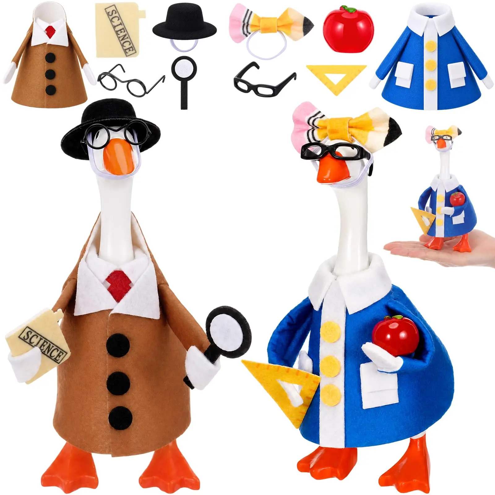 7-Inch Magnetic Desk Goose Outfits Accessory Set (2 Packs) - Funny Decoration, Photo Backdrop Props, Back to School Gifts for Desk Goose Statues