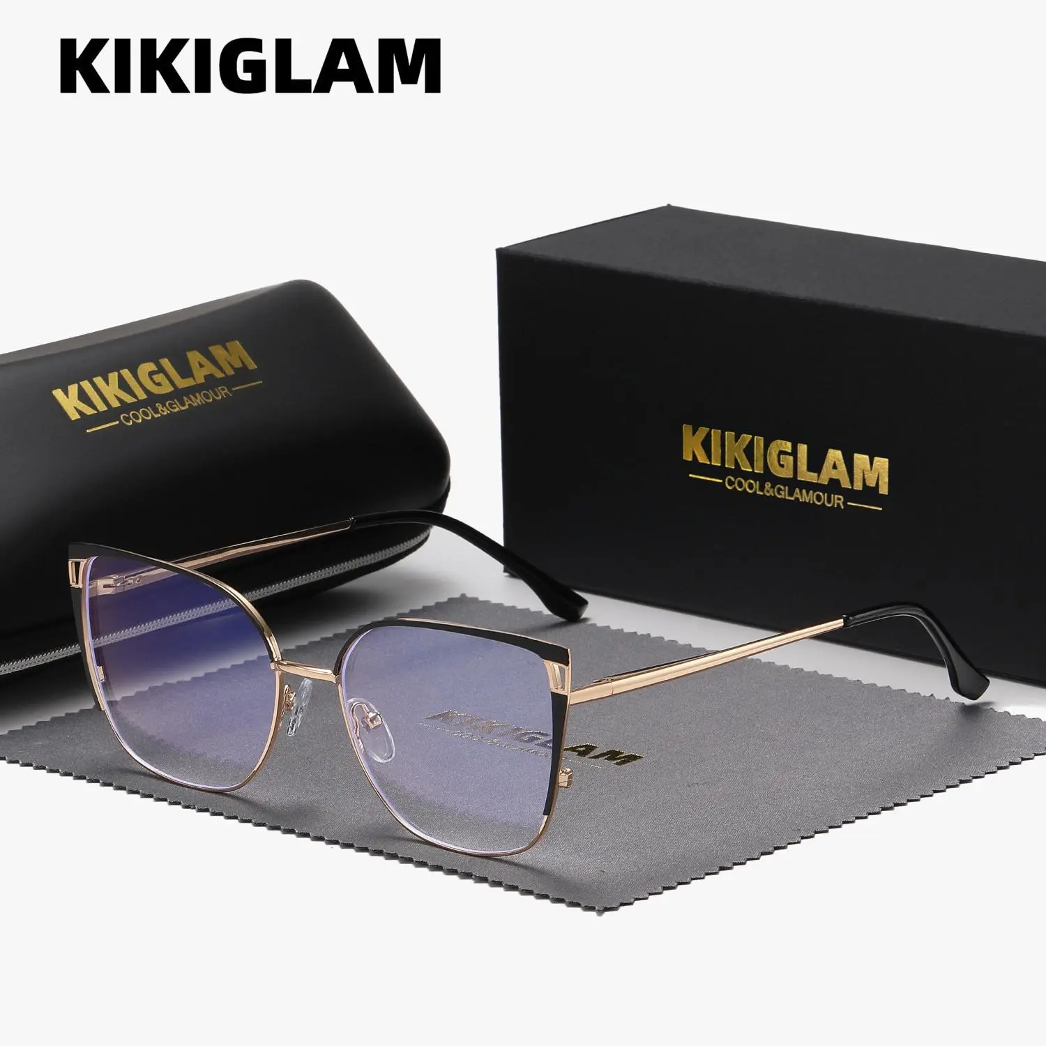 KIKIGLAM  Luxury Craftsmanship Fashion Literary Full Frame plano glasses exquisite elegant Anti-Blue Light Butterfly Frame plano Glasses