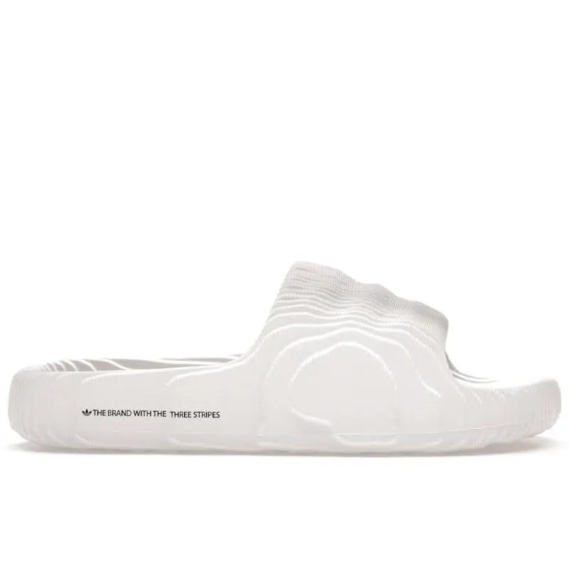 adidas Adilette 22 Slides Crystal White | Unisex Casual Slide Sandals | Futuristic Slip-On Footwear with Sculpted 3D-Inspired Design, Lightweight EVA Construction, Contoured Footbed, Cushioned Comfort, Durable Outsole, and Clean Modern Everyday Style