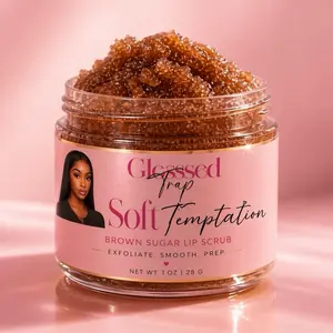 Glossed Trap Soft Temptation Brown Sugar Lip Scrub - Exfoliate Smooth Prep with Coconut Oil & Jojoba Oil for Glossy Lips - Nourishing Exfoliant for Juicy Lips