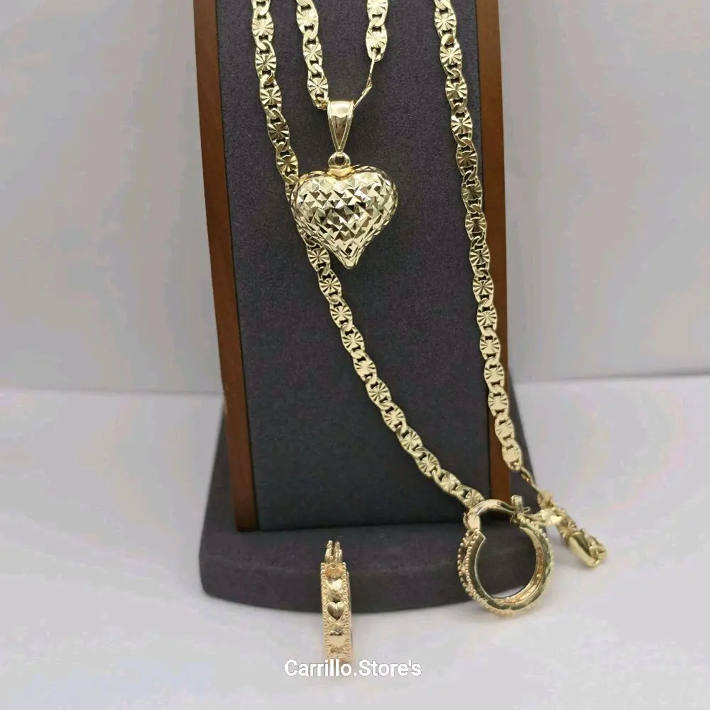 HEART'S   (B) beautiful set chain with hoops gold color fashion design 18"inches 24"inches available
