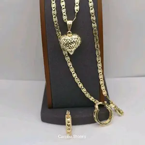 HEART'S   (B) beautiful set chain with hoops gold color fashion design 18"inches 24"inches available