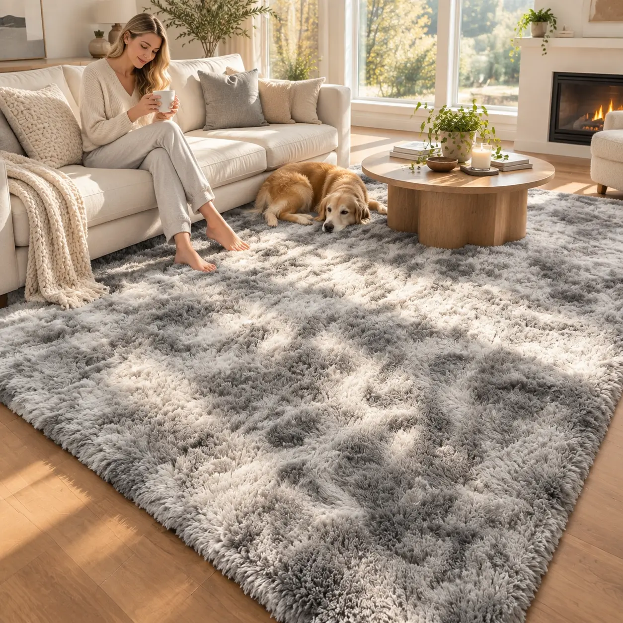 Cozy Shaggy Long Fur Rug, Thick Plush Fluffy Carpet, Non-Slip Soft Floor Mat for Modern Home Decor