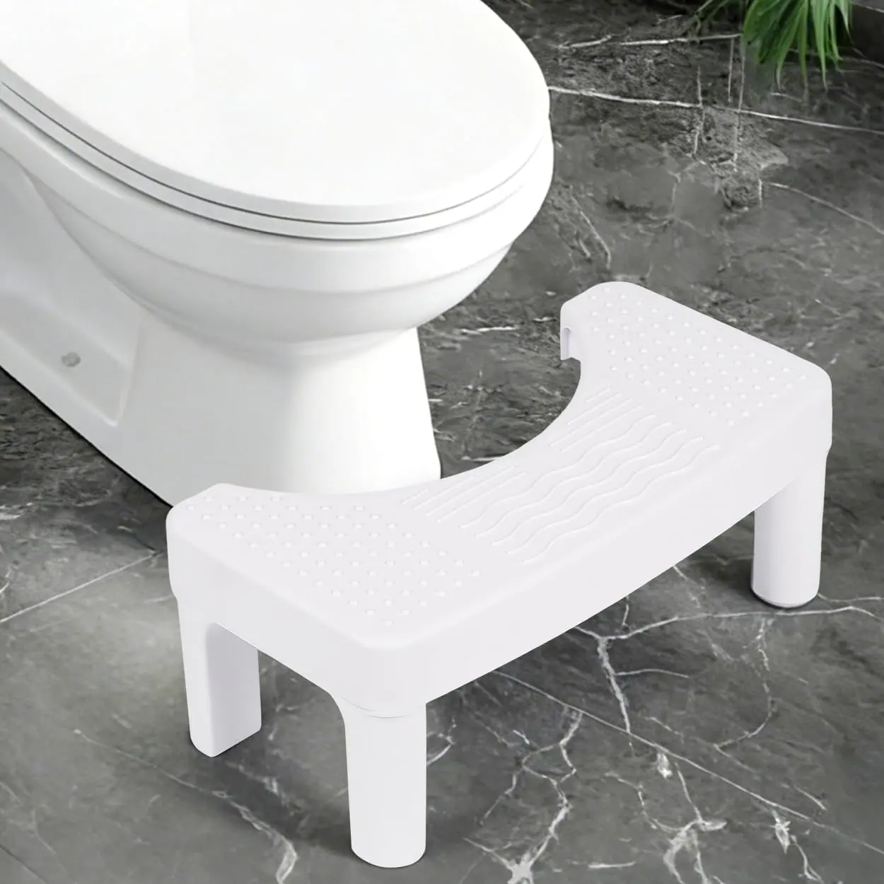 6.7" Toilet Potty Stool for Adults, Poop Stool Squat Adult for Bathroom Pooping, Plastic Toilet Steps Squatting Potty, Plastic Footstool, Plastic Portable Footstool, White