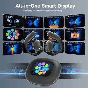 Ear Buds Open Ear Headphones Wireless Bluetooth With Multifunctional Touch Screen, Bluetooth 5.4 Headphones, Bass Stereo Sound, Over-Ear Earbuds For Running/Workout/Gym-Black