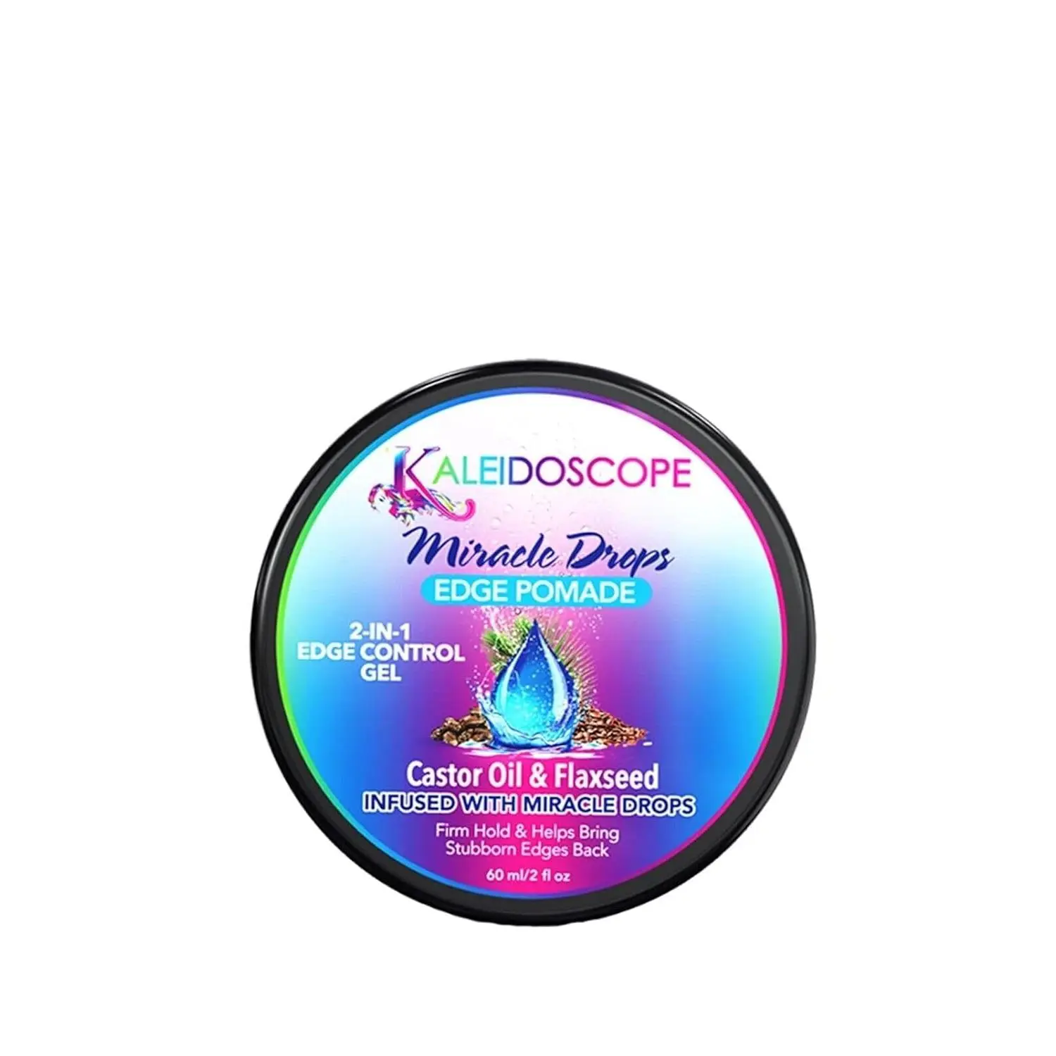 Kaleidoscope Miracle Drops 2-in-1 Edge Pomade & Control Gel - 2 oz Strong Hold Haircare with Macadamia Integrifolia Seed Oil, Edge Control, Honey, Phenoxyethanol, Red 33 CI 17200, Urtica Dioica Leaf Extract for Unisex Adults