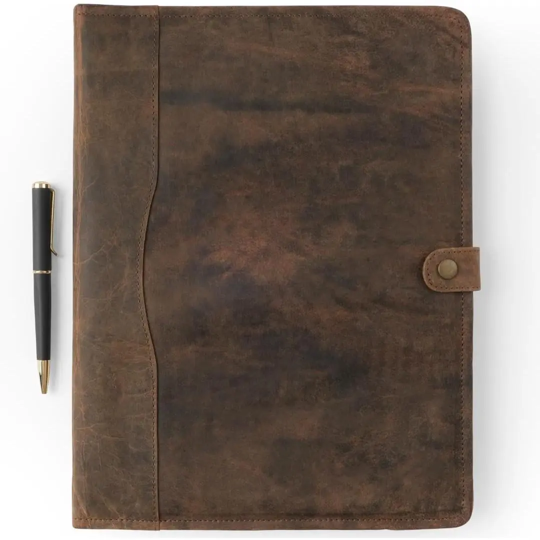 Women's Professional Leather Portfolio Binder - Zippered Pen Padfolio Folder, Document Organizer for Office Interviews