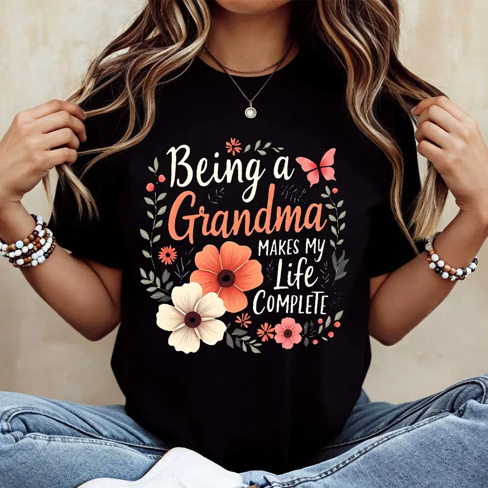 Women's Short-Sleeve Crewneck T-Shirt with Grandma Quote - Soft, Basic, Breathable, Relaxed Fit, Durable Stitching, Mother's Day Gift, Casual Wardrobe Essential