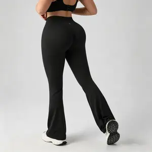 High Waisted Drawstring Flare Leggings with Tummy Control & Peach Butt Lift – Buttery Soft Flared Yoga Pants for Women