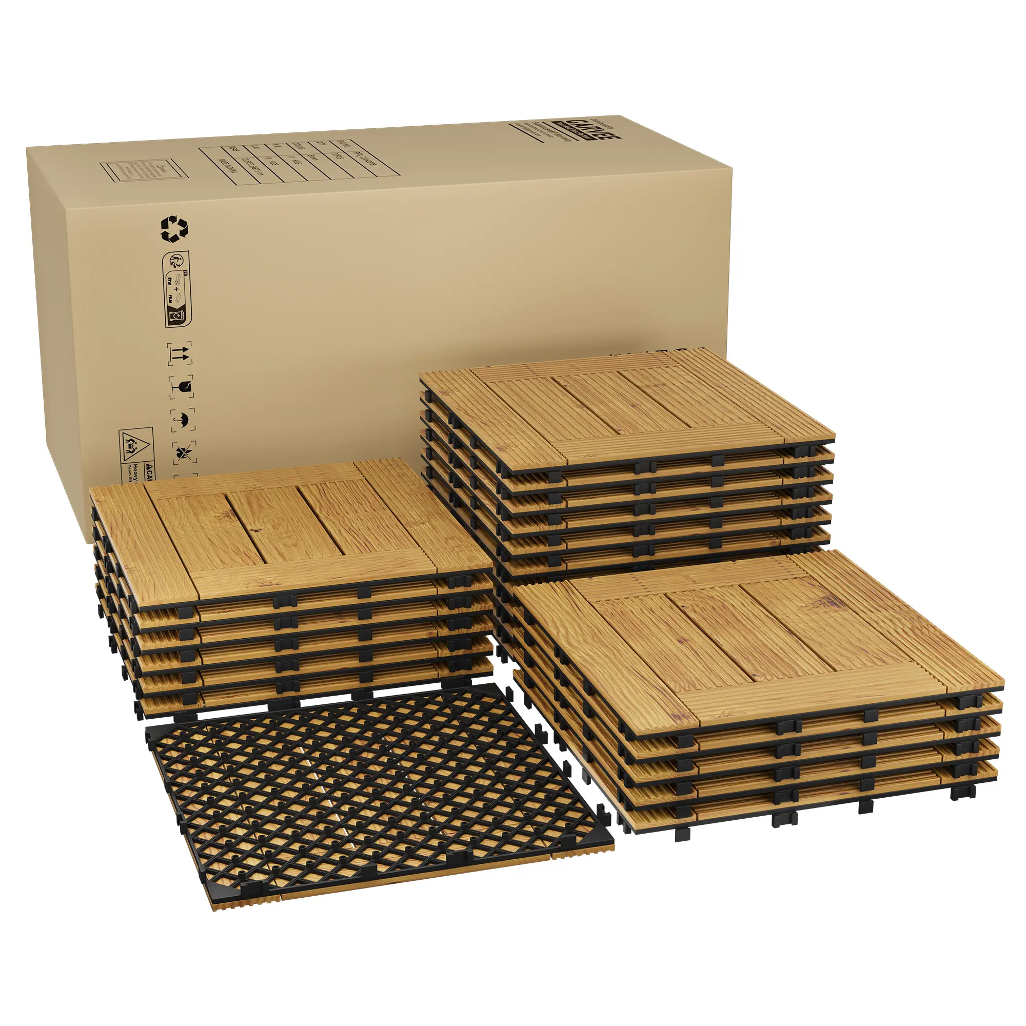 Wood Interlocking Deck Tiles, 12"X12" Outdoor Patio Flooring Tiles, All-Weather Waterproof Composite Flooring Tiles, Anti-Slip Snap Together Outdoor Patio Floor Mats for Balcony Backyard Garden Poolside Indo