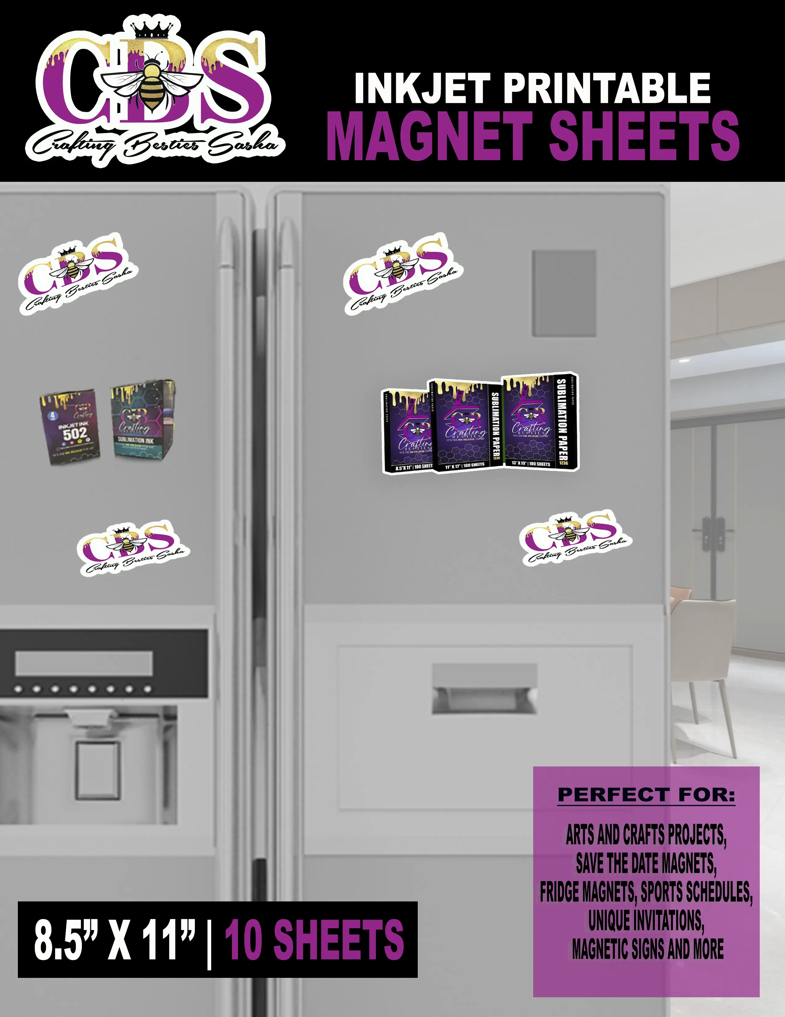 CRAFTING BESTIES SASHA PRINTABLE INKJET MAGNETIC SHEETS