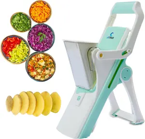 Upgraded Safe Mandoline Slicer for kitchen - Versatile Vegetable Slicer & Chopper with Adjustable Thickness, Premium Stainless-Steel Blades Chopping