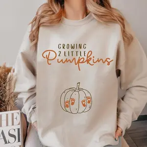 [Sale off up to 50%] Twin Pregnancy Shirt Fall Maternity Sweatshirt Twin Pregnancy Announcement Shirt Fall Twins Mom Sweater Twin Pregnancy Thanksgiving Crewneck