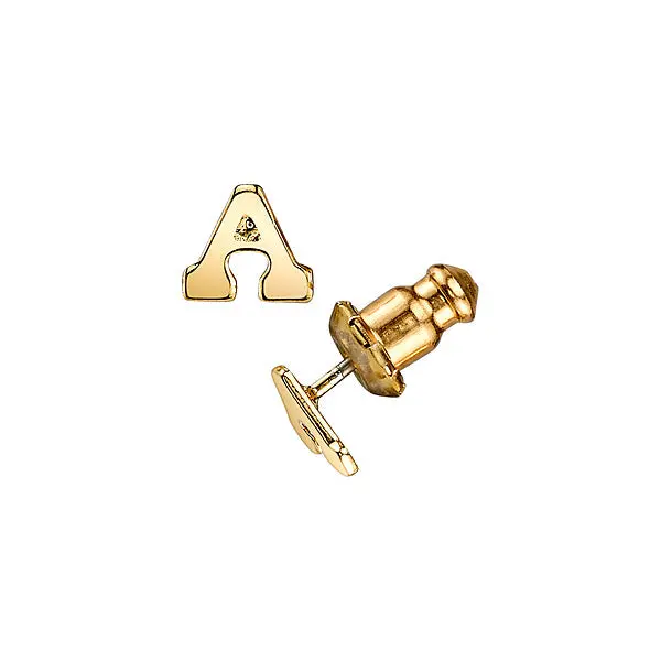 Gold Initial Button Earrings