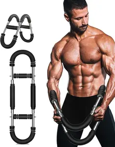 60-120 lbs Twist Arm Exerciser Adjustable Spring FitnessBar for Forearm Triceps Chest Strengthening Portable Home Equipment with Strong Grip