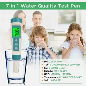 7 in 1 Digital LCD PH/TDS/EC/ORP/TEMP/SG/Salinity Water Quality Tester Meter Pen