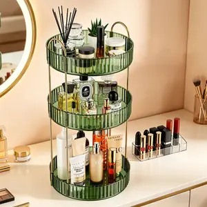 360 °   Rotating Makeup Organizer - Large Capacity Cosmetic & Skincare Storage with 12-Slot Lipstick Holder Racks, Lazy Susan Tray