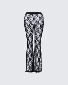 Arantza Black Lace Flared High Waisted Legging