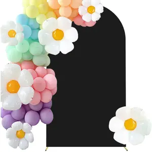 Wedding Arch Cover 7.2FT Spandex Fitted Stretchy Arch Stand Covers,2 Sided Round Top Chiara Backdrop Cover for Birthday Party Ceremony Banquet  Shower Arch Decoration(Black)