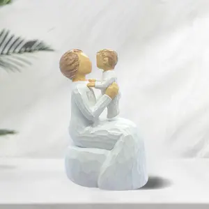 Mother & Child Design Resin Statue, Decorative Figurines, 1 Count Creative Desktop Ornament, Home Decor for Living Room Bedroom Office, Perfect Gift for Thanksgiving, Christmas and Mother's Day
