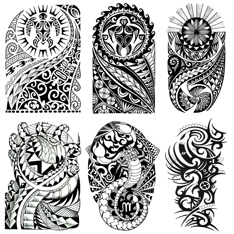 6-Piece Tribal Totem Temporary Tattoo Stickers, Waterproof Realistic Fake Tattoos, Body Art Accessories for Parties and Events