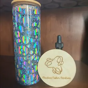 Blue Glitter Rainbow Cheetah Print Tumber