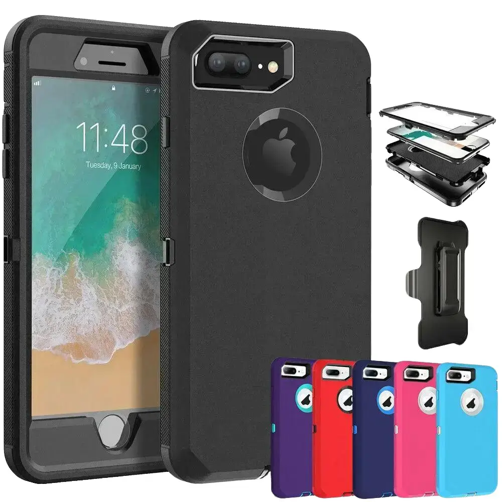 Rugged Defender Case Cover For Apple iPhone 8 / iPhone 8 Plus / Shockproof Heavyduty Protection cover With Belt Clip Phonecase Protector  Protective Casing