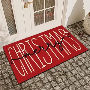 1 Pc Red Merry Christmas Diatomaceous Earth Anti Slip And Absorbent Entrance Door Mat Indoor And Outdoor Printed Door Mat Kitchen Dining Room Bathroom Bedroom Decor Holiday Home Decor